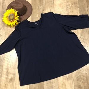 Woman Within Blue Tunic 3/4 Sleeve Plus size 3X